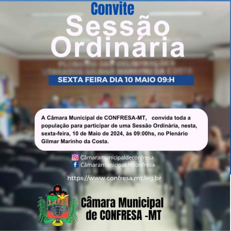 PAUTA DA SESSÃO ORDINÁRIA DO DIA 10 DE MAIO