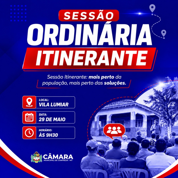 Vila Lumiar recebe a 3ª Sessão Itinerante e a 8ª Sessão Ordinária de 2026 da Câmara de Confresa.